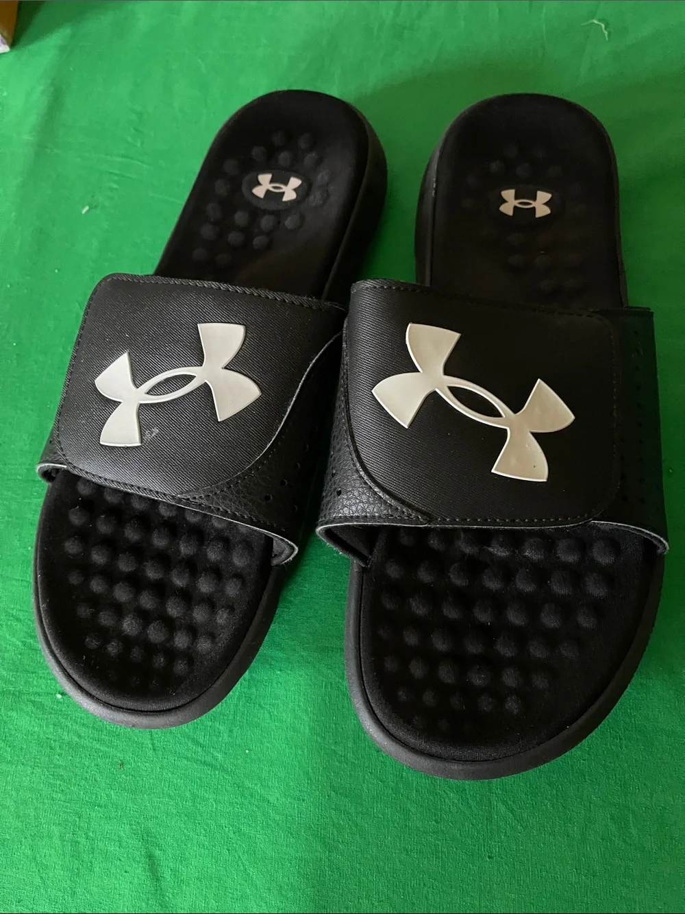 Under Armour Black Slide Sandals with White Logo